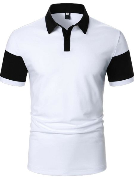 

men color block polo shirt x52f#, White;black