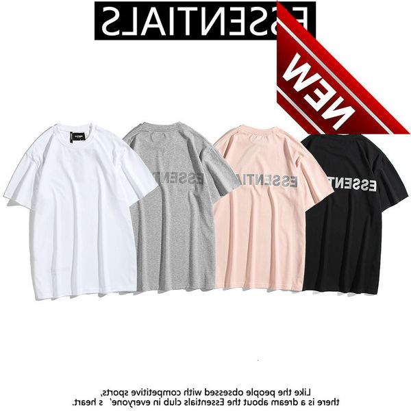 

chao brand fog multi thread reflective letter short sleeve t-shirt essentials loose men's and women's couple's bottom shirt, White;black