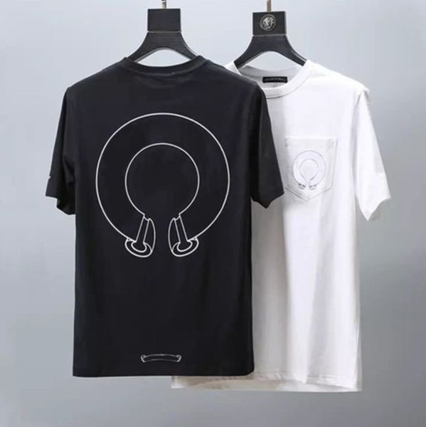 

men's ch loose summer classic designer t shirts short sleeves letter horseshoe sanskrit cross print sweatshirts t-shirts woman tees k42, White;black