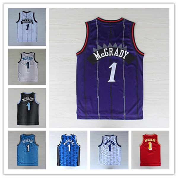 

2022 tracy #1 mcgrady shirts basketball jerseys mcgrady jersey embroidery logo shirt, Black;red