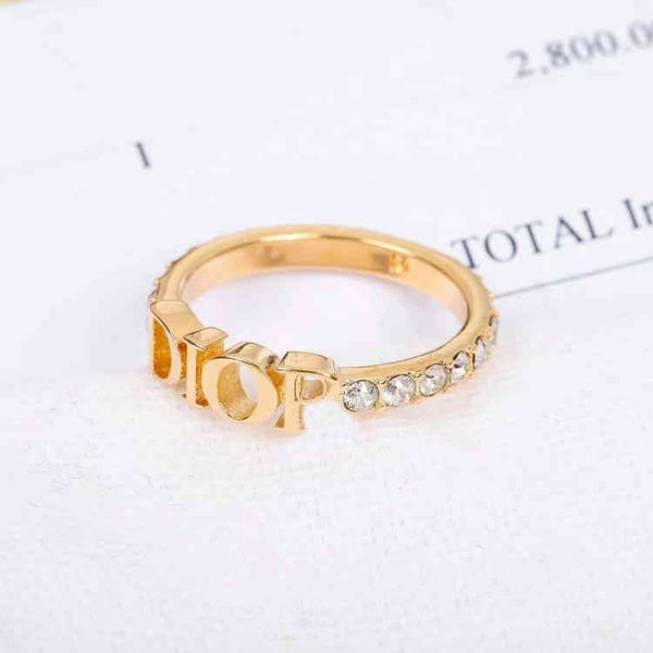 

fine jewellery pendant necklaces chain bracelets rings diamond inlaid letter ring classic simple personality temperament female ring jewelry, Silver