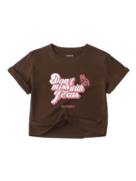 

slogan & butterfly print tee d8dp#, White