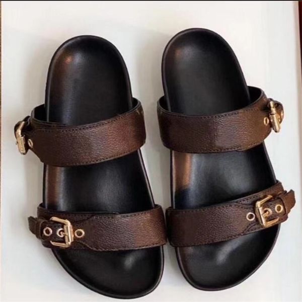

slippers bom dia flat mule 1a3r5m cool effortlessly stylish slides 2 straps with adjusted gold buckles women summer. 35-46m men women ali, Black