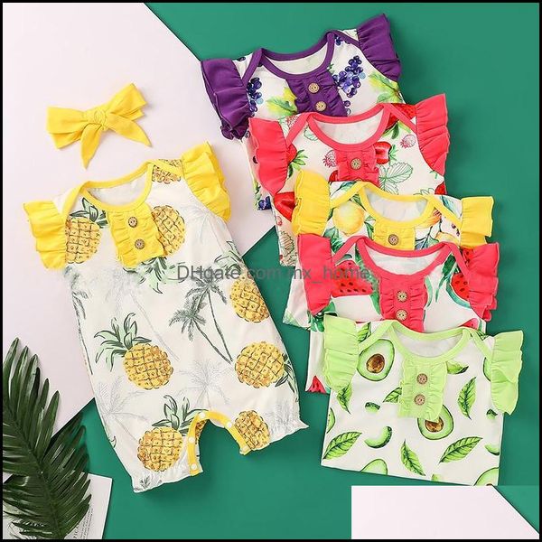 Rompers JumpsuitsRomppers Baby Kids Cloths Baby Maternity Girls Roda Romper Romper STBERRY WATERM DHUVD