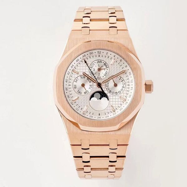 

mens watch automatic mechanical watches 41mm octagonal bezel waterproof fashion business wristwatch all stainless steel wristwatches montre, Slivery;brown