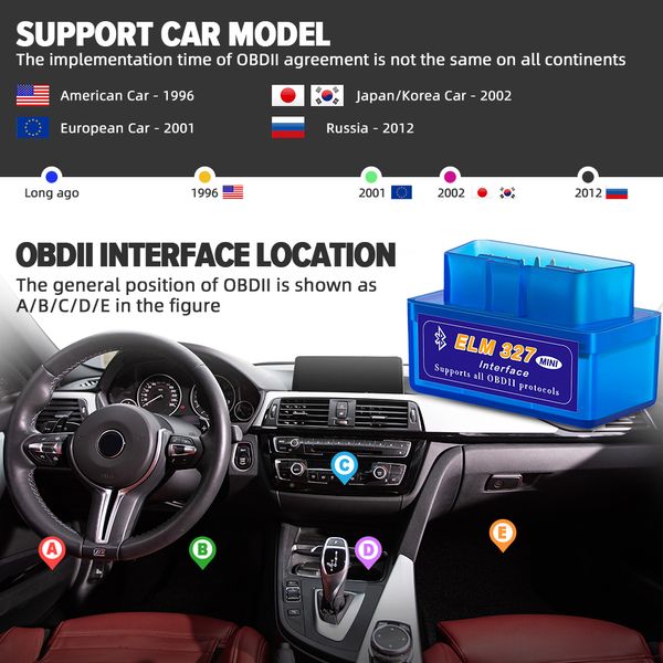 OBD2 Scanner ELM327 Bluetooth V1.5 OBDII Car Diagnostic-Scanner ELM 327 Bluetooth OBD 2 Para Android Code Reader Diagnostic Tools