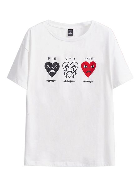 

x personalhell letter & cartoon graphic tee 84p8#, White