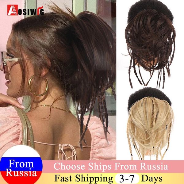 

costume accessories aosi synthetic straight chignon with elastic band messy scrunchie wrap for ponytail extension for women braiding hairpie, Silver