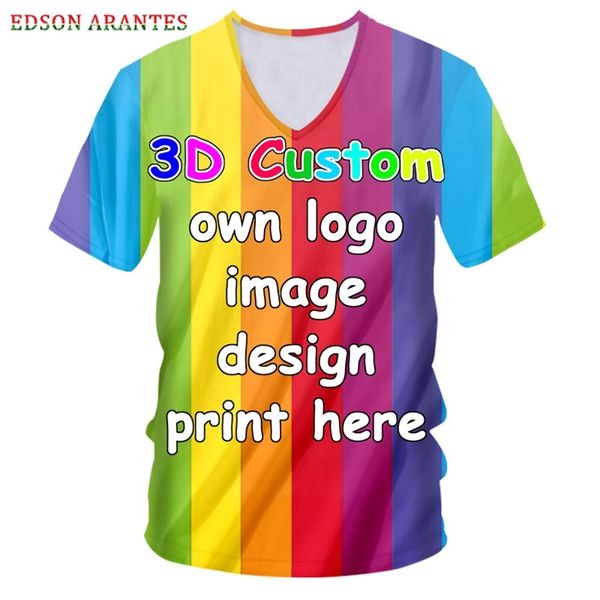 Özelleştirilmiş Damla EU/ABD Boyutu V-Neck T-Shirt Erkekler Kendi Tasarım Yasal Baskı Serin 3D Yaz Günlük Tops Man Giyim XXS-6XL 220619