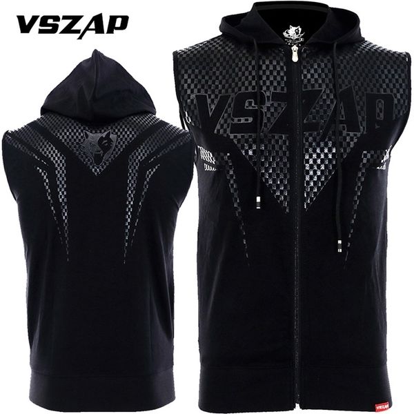 

vszap summer zipper jacket sports fitness hooded tank men cotton fighting tank mma slim brand cardigan sweatshirt homme 220408, White;black