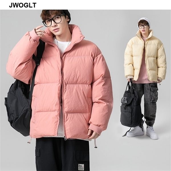 

winter jacket men korea fashion warm male parka jacket solid thick zipper windproof jackets and coats man winter outwear 5xl 201127, Black