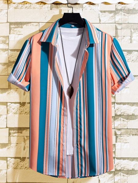 

men block striped shirt without tee j64e#, White;black