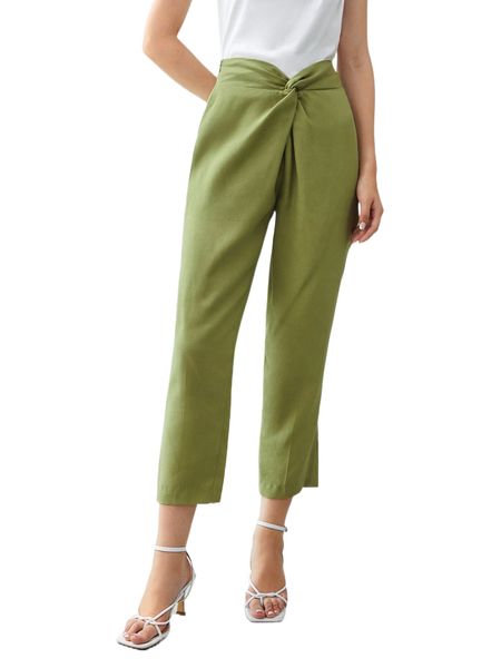 

motf premium lyocell twist waist pants j3p5#, Black;white