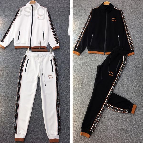 

women's two piece pants designer xiaoxiangfeng leisure pure cotton sportswear women's autumn double f fashion two-piece set large, White