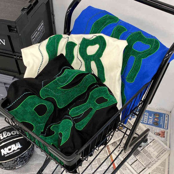 

designer men's t-shirt cotton 240g national fashion design printed short sleeve t-shirt men's ins minority american hip hop, White;black