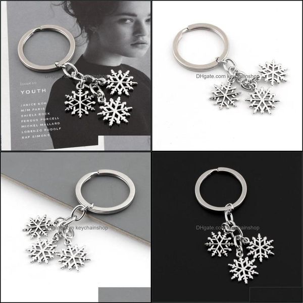 

keychains fashion accessories lovely winter snow snowflake keychain keyring ring holder purse pendant kids jewelry giftkeychains drop delive, Silver