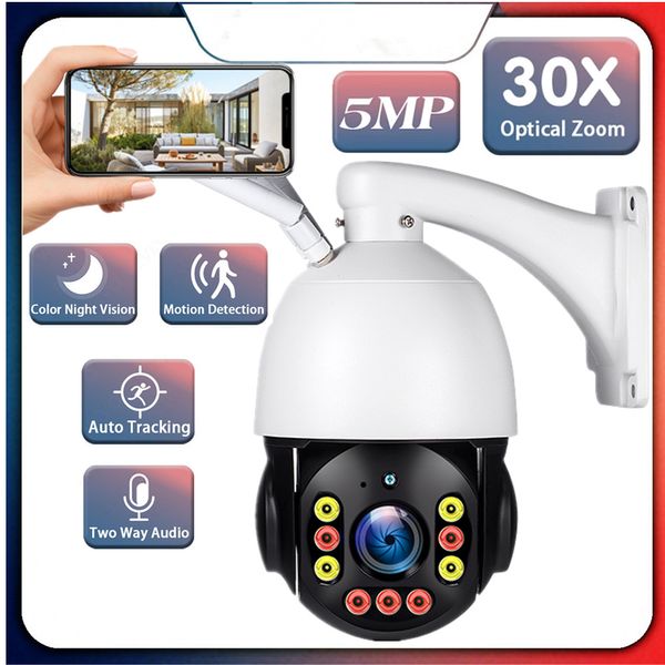 Câmera de câmera 4g/ wifi 30x câmera óptica de zoom IP 5mp 120m Visão noturna PTZ Vigilância doméstica ao ar livre câmeras CCTV