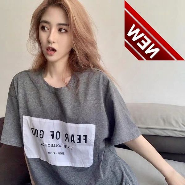 

50% off discount 2022fog high street fashion brand short season 6 limited front patch loose round neck t-shirt men's and women's h, White;black