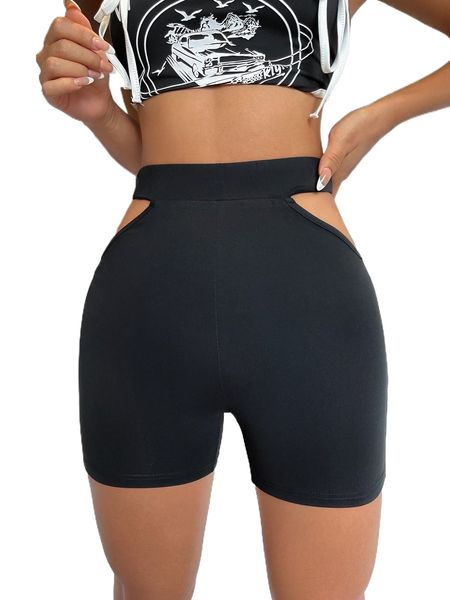 

cut out waist biker shorts z7tw#, White;black