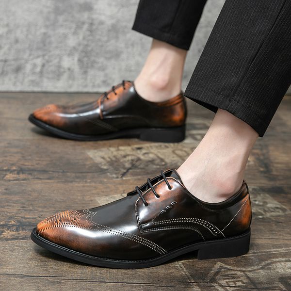 

luxury designer britain retro formal leather shoes for men wedding prom dress homecoming, Black