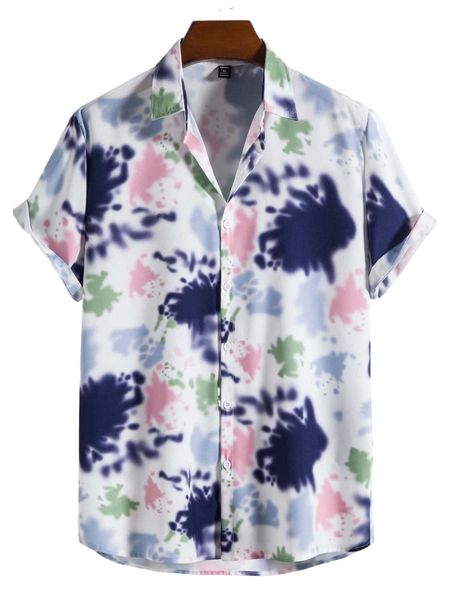 

romwe guys tie dye shirt j77p#, White;black