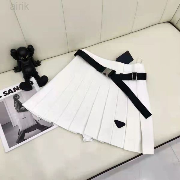 

luxurious p's black career skirts clothes for women triangular metal badge pleated short ball gown skirt s-l ruffle