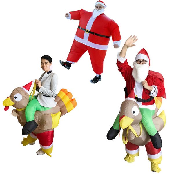 

mascot doll costume inflatable roast turkey costume santa claus ride chicken for adults inflatable christmas dress mascot costume clothing, Red;yellow