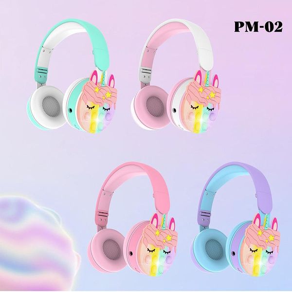 UPS Bubble Push Unicorn Wireless Headset Fidget Toy Decompression Ear Phone per bambini Adulti Cuffie Bluetooth Simple Dimple Cartoon Series Finger Toys