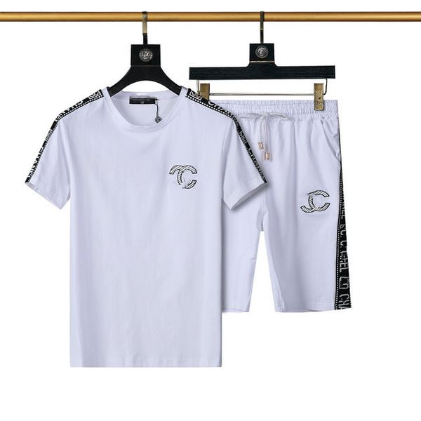

2022 summer men's tracksuits designer solid color short sleeve sports suit slim breathable street weatm2205, Gray