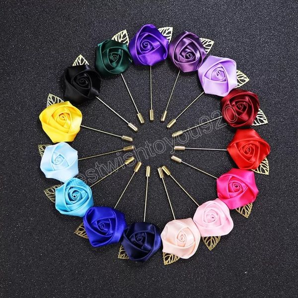 Tecido Rose Flor Lapela Pin Brooches Mens Uniforme Casaco Roupas Broche para Mulheres Casamento Festa Moda Jóias Acessórios
