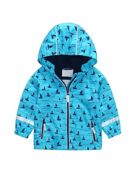 

toddler boys sailboat print zip pocket hooded jacket she, Blue;gray