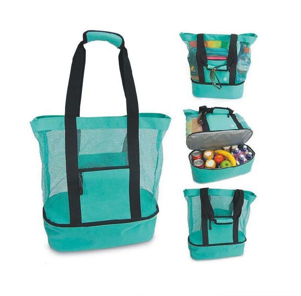 Designer de marcas de piquenique ao ar livre Camping de praia de grande capacidade lanchonetes portátil Viagem portátil bolsa de mão refrigeradora malha de bebida bolsa de armazenamento C06