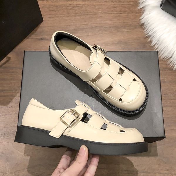 

2022 new c designer women sandals womens slides genuine leather calf school casual shoes quality acadamic daily commuting slipper 35-39 with, Black