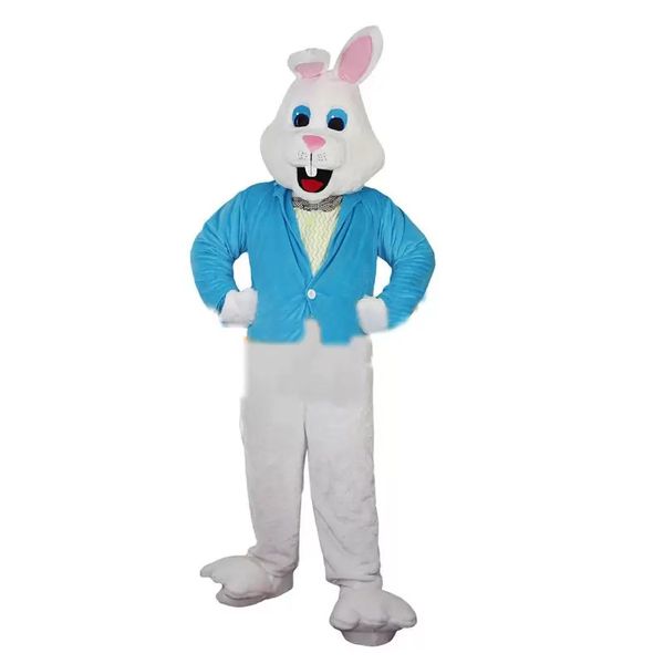 2022 Novo mascote de coelho de coelho branco trajes de vestido de festa extravagante de festa de desenho animado
