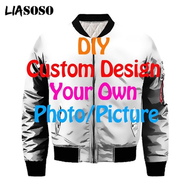 Liasoso 3D Made Made Diy Winter Men Gross Bomber Bomber Jackets Exército Militar Oversized Casual Flight Casual Casal Casal Drop Ship 220704