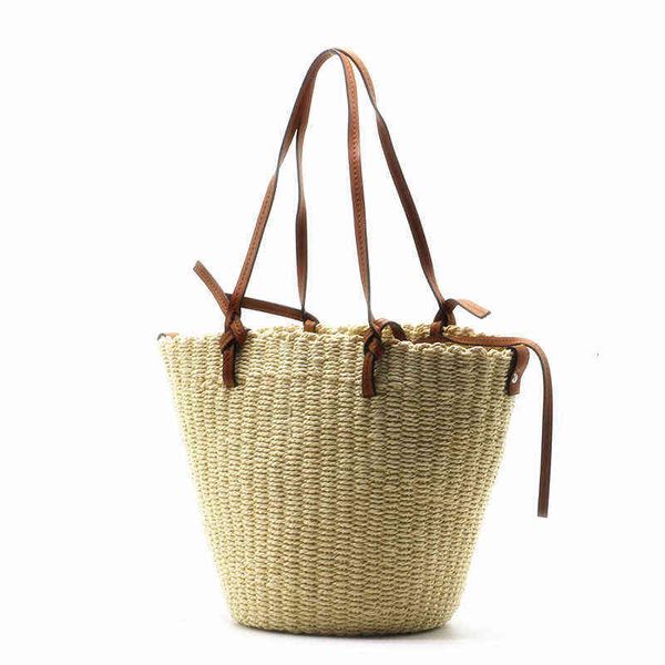 

cylinder one shoulder straw woven bag tourism vacation beach
