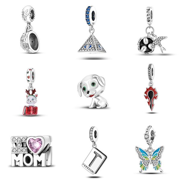 

new s925 sterling silver original fit pandora necklace fashion mom gift charm classic accessory dream catcher girls butterfly dog bracelet d, Black