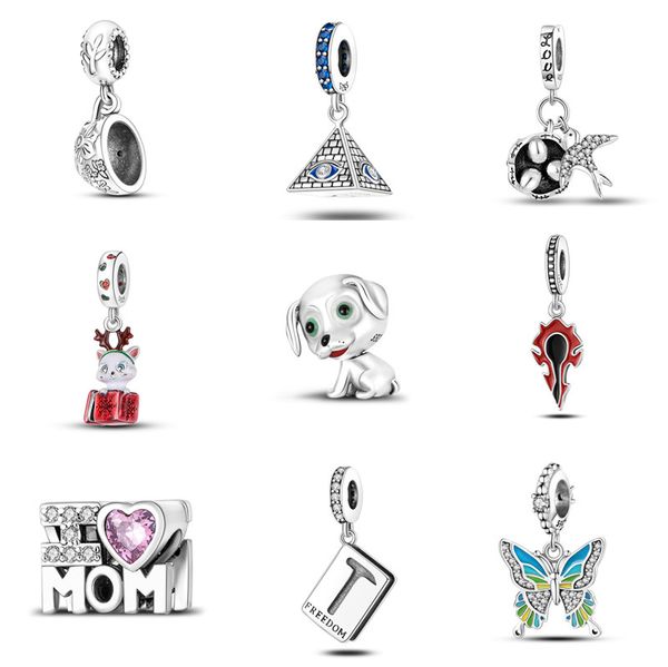 Yeni S925 STERLING Gümüş Orijinal Fit Pandora Kolye Moda Mom Hediye Charm Klasik Aksesuar Rüya Catcher Girls Butterfly Köpek Bilezik Diy Takı Boncuklar