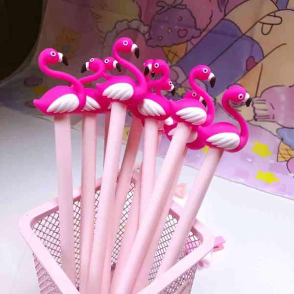 

pen korean stationery creative cartoon soft sister flamingo soft glue neutral pink office stationery