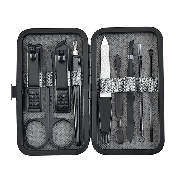 9 pezzi/set di tagli per unghie manicure e pedicure set da viaggio in acciaio inossidabile pacchetto utensile per unghie in acciaio inossidabile