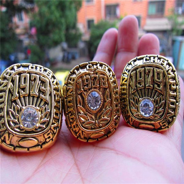 

3pcs 1973 1978 1979 alabama crimson tide national championship ring set souvenir men fan gift 2019 whole drop 183k, Golden;silver