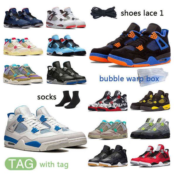 

2022 4 4s mens basketball shoes sneakers red thunder university blue black cat white oreo shimmer cement what the fire men women