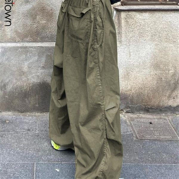 

casual loose wide leg sweatpants white loose drawstring low waist street cargo pants women's jogging pants 220812, Black;white