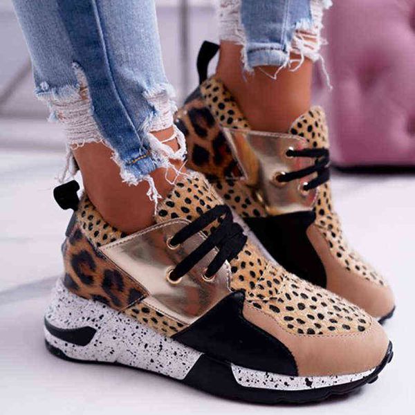 2021 Summer New Sneakers Women Shoes Leopard Mesh Breath Ladies Running Sneakers Bling Sapatos femininos Mix Platform Footwear G220629