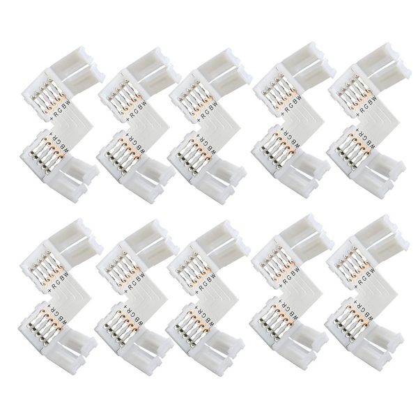 Basi per lampade 12 mm di larghezza 5 pin a forma di L Connettore senza saldatura RGBW Connettori a striscia LED da 90 gradi per SMD 5050 2835 RGBWW