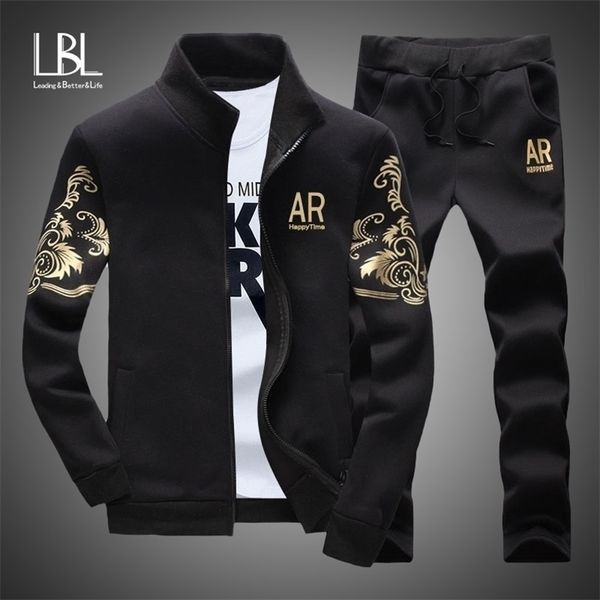 

men's tracksuit sportswear sets spring autumn casual tracksuits men 2 piece zipper sweatshirt sweatpants brand track suit set 201128, Gray