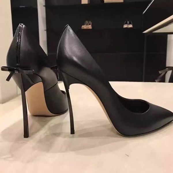 Kleid Schuhe Sexy Frauen Pumps Spitze Zehen Klinge Heels Dame Bowtie Zurück Matte Leder High HeelsDress