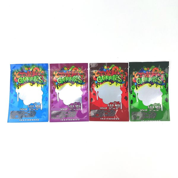 

4 flavors 500mg empty dank gummies edibles packaging bags