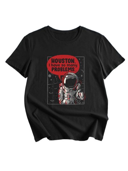 

romwe x eduely letter astronaut graphic tee y3na#, White