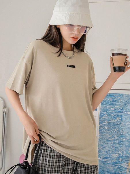 

dazy letter patched drop shoulder tee b79v#, White